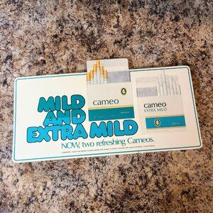 1980s Cameo Cigarettes Store Advertising Display Board, Rare Mancave Tobacco Dec